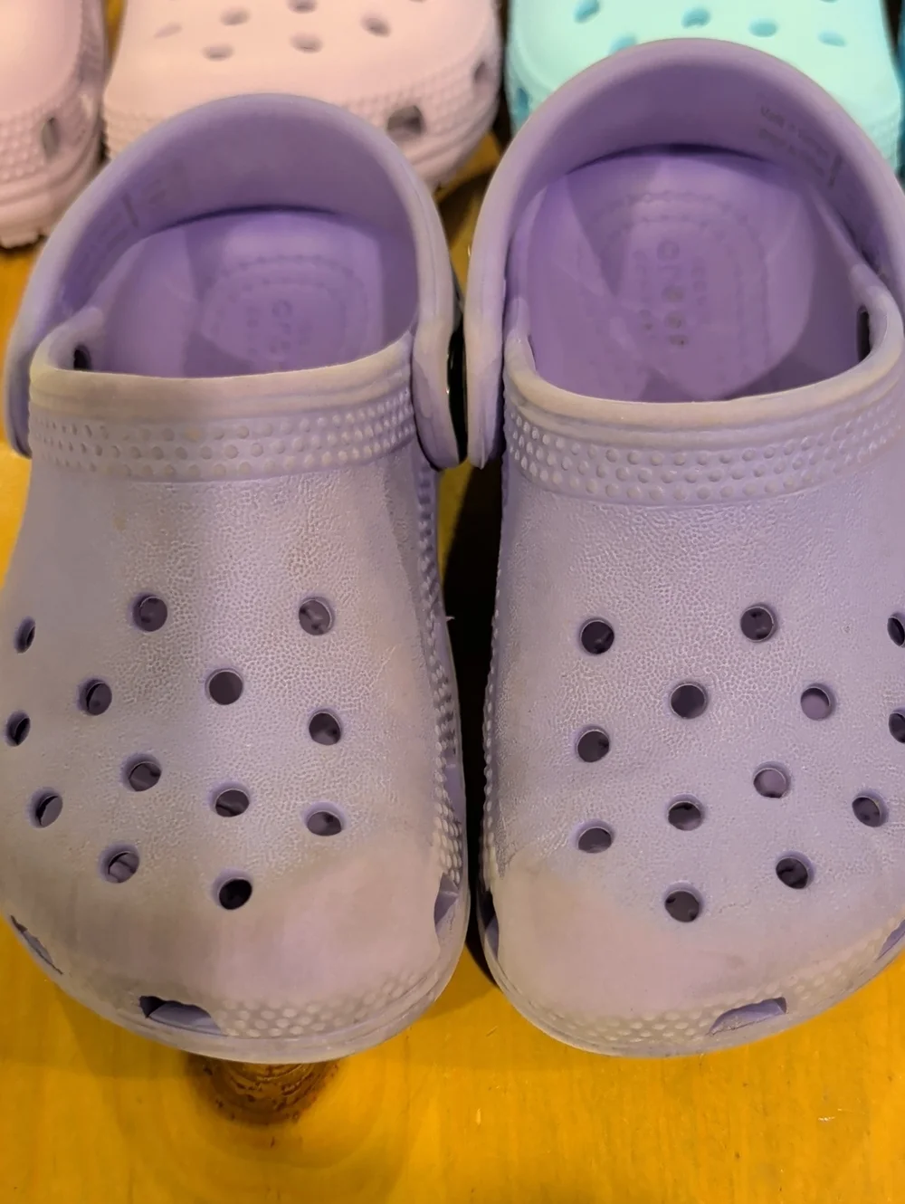 Lot Of 3 Pairs Of Toddler Crocs Size 7 Two New One Worn Blue Purple And Lilac